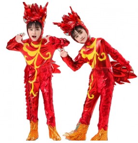 Children Dragon Performance cosplay outfits for girls boys New Year's Day Golden Dragon King Performance Clothing Gala Opening Dance Little Dragon 